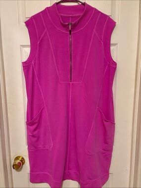 Lane Bryant Sleeveless Zip-Front Shift Dress in Bright Pink